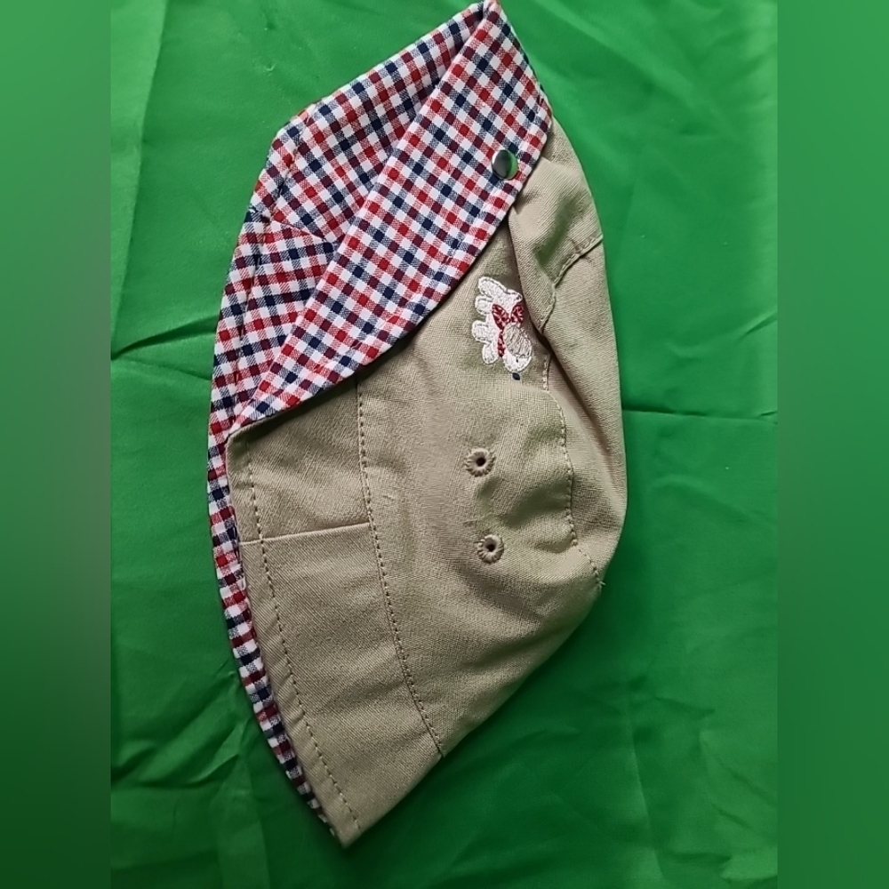 Sesame Street Bucket Sun Hat Toddler Embroidered Puppy Dog Khaki Unisex 2003